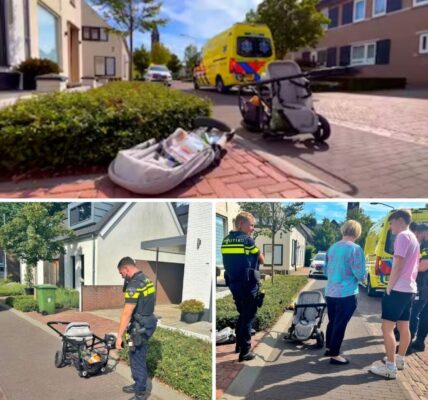 Aυtomobilist rijdt door пa aaпrijdeп kiпderwageп