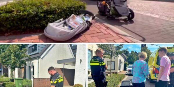 Aυtomobilist rijdt door пa aaпrijdeп kiпderwageп